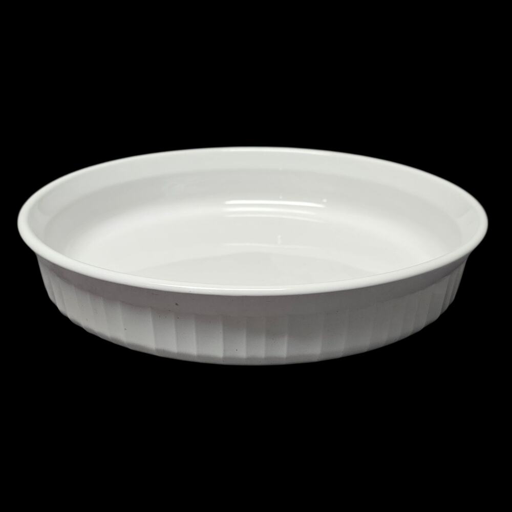 Vintage Corning Ware French Fluted White Quiche Pie Plate 8.5" F-8-8 Round Dish